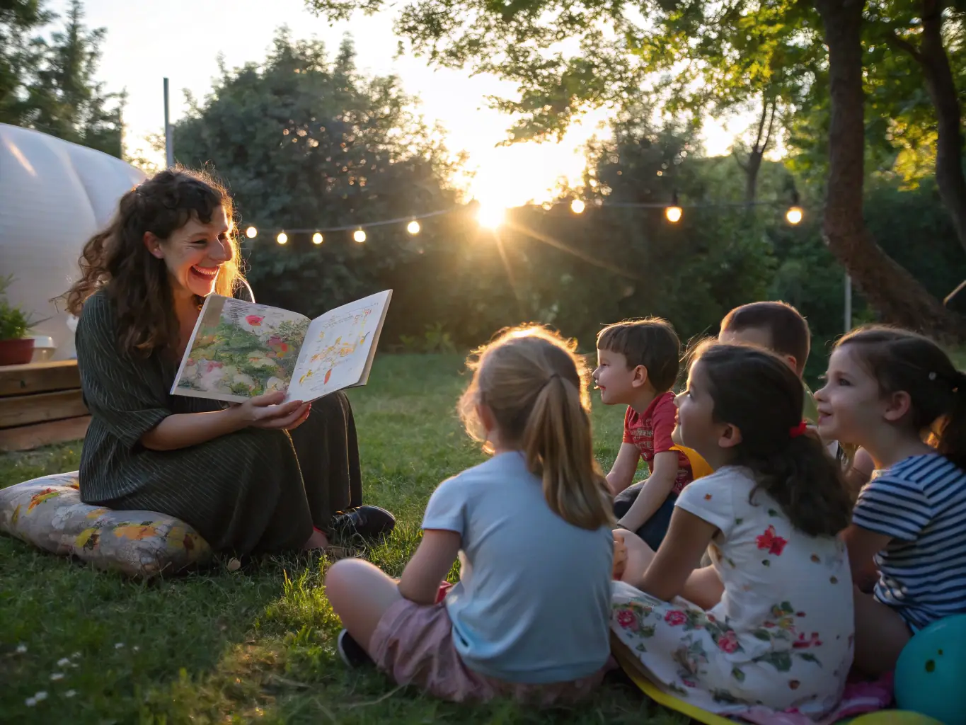 A captivating image showcasing children participating in a storytelling session centered around Pierre Loti's literary works, highlighting the organization's dedication to promoting literary education among youth.