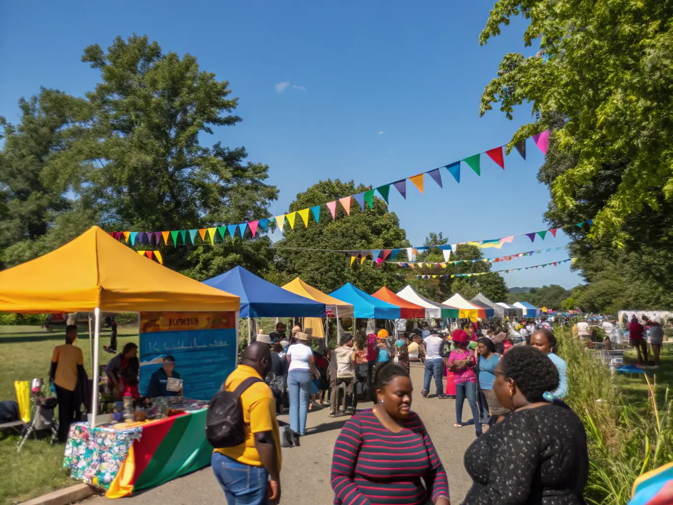 A vibrant photo of attendees participating in a UNE ROSE POUR AZIYADE event, such as a literary reading or a cultural festival, capturing the energy and community spirit.